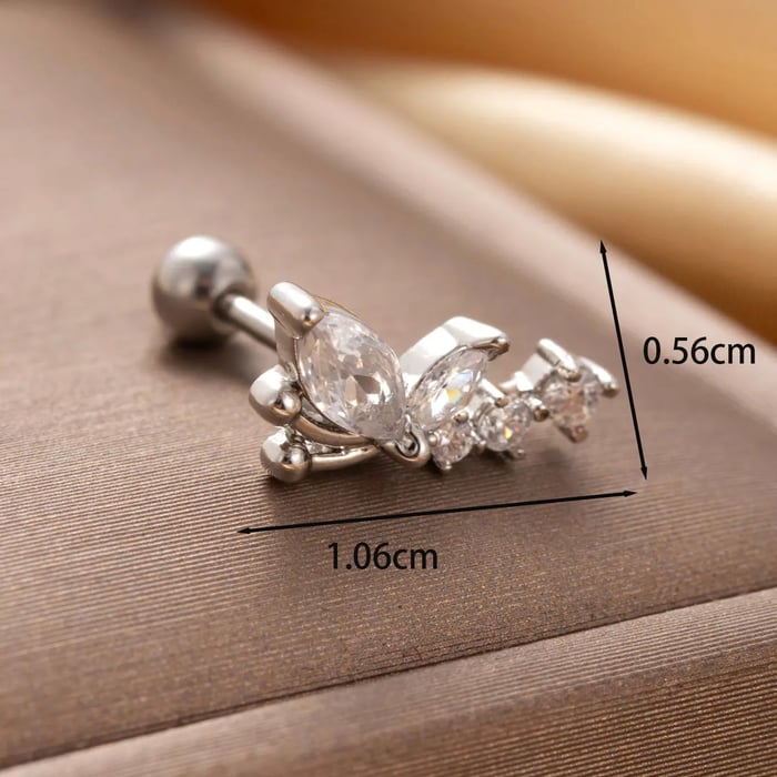 1 Piece Simple Series Fish Copper Silver Color Zircon Women's Stud Earrings 